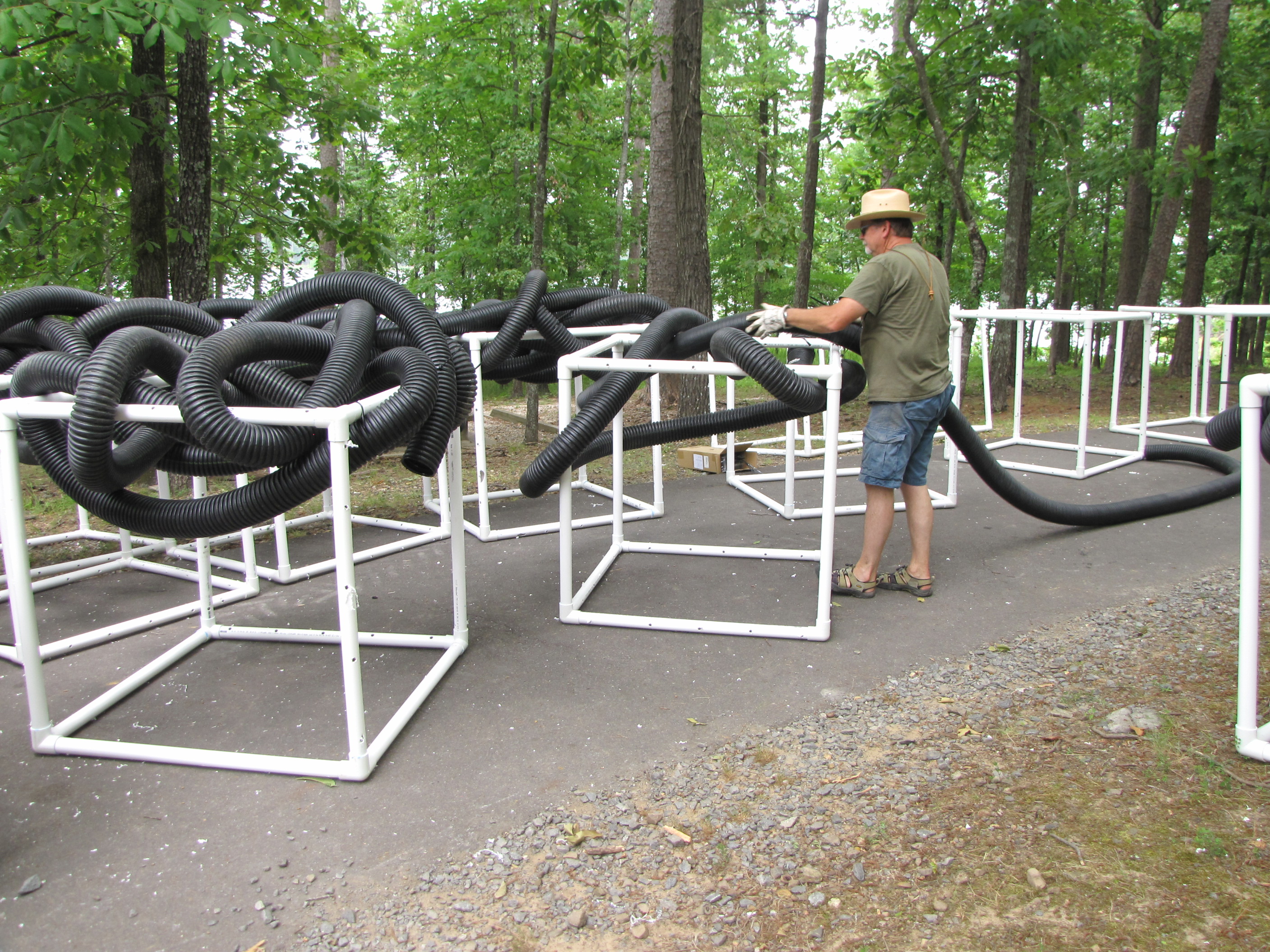 Courtesy of Arkansas Game and Fish Commission. Artificial habitat using PVC pipe and plastic tubing