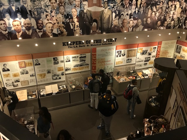 Visitors touring the museum